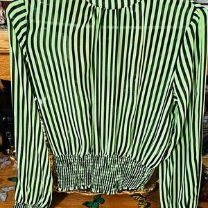 Elegant Green Striped Blouse